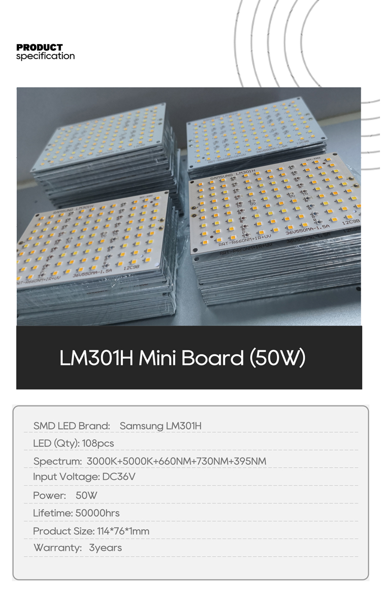 50W Samsung LM301H Full Spectrum Mini PCB Board(圖1)